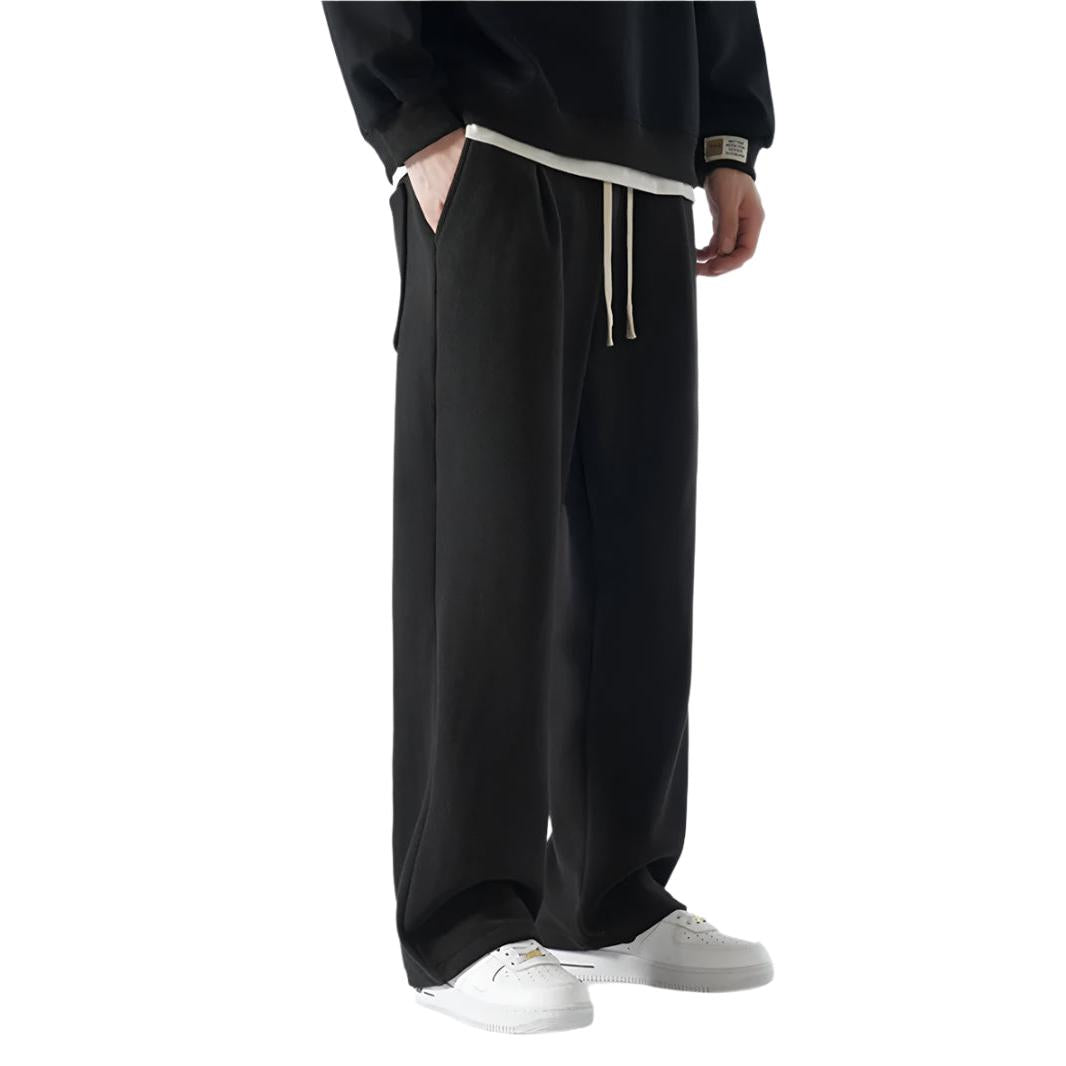 Winter Men'S Sweatpants Korean Fashion Thick Warm Fleece Wide Leg Straight Loose Track Pants Male Casual Thermal Velvet Trousers