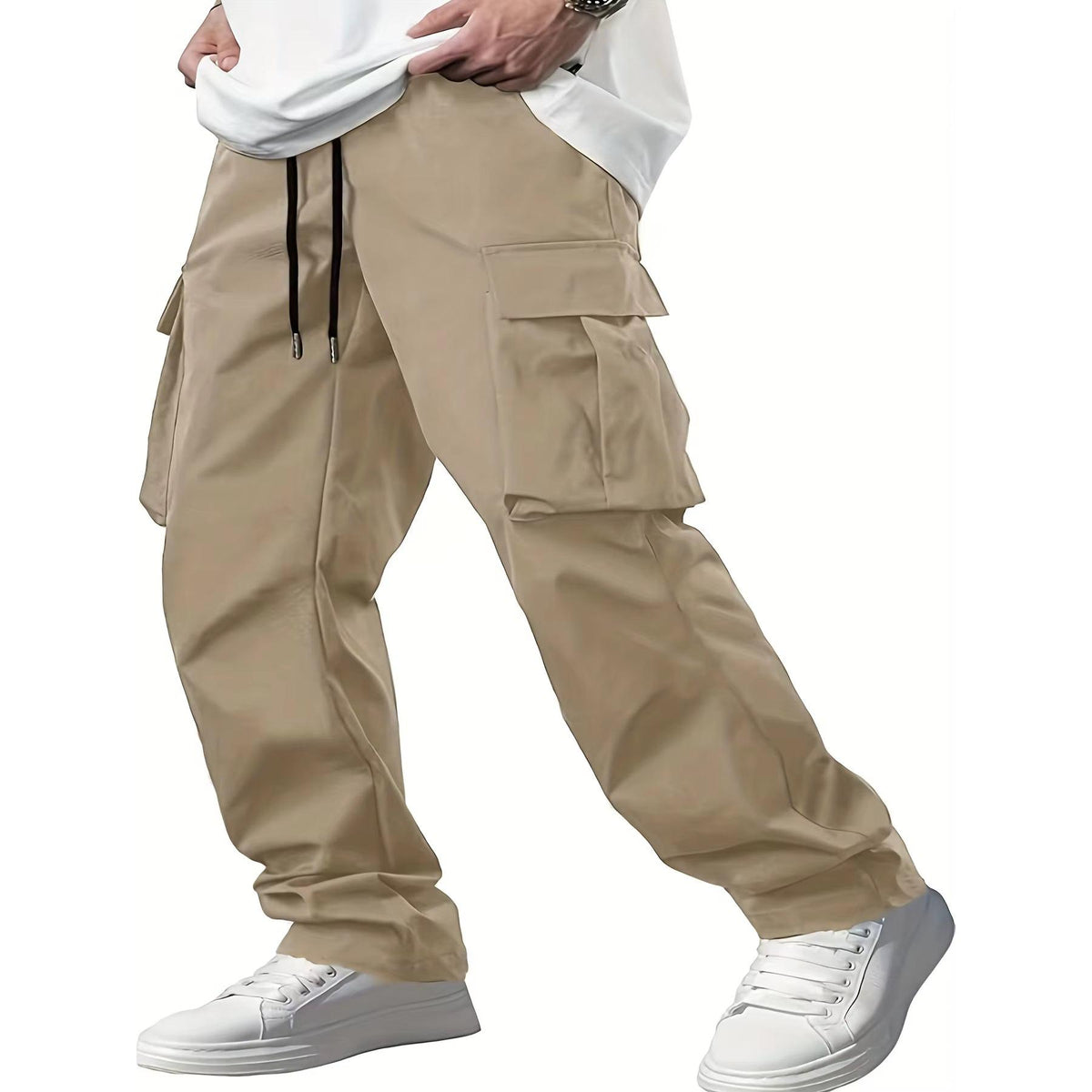 2024 New Men&#39;S Workwear Pants, European and American Men&#39;S Loose Straight Casual Pants, Men&#39;S Workwear Pocket Pants