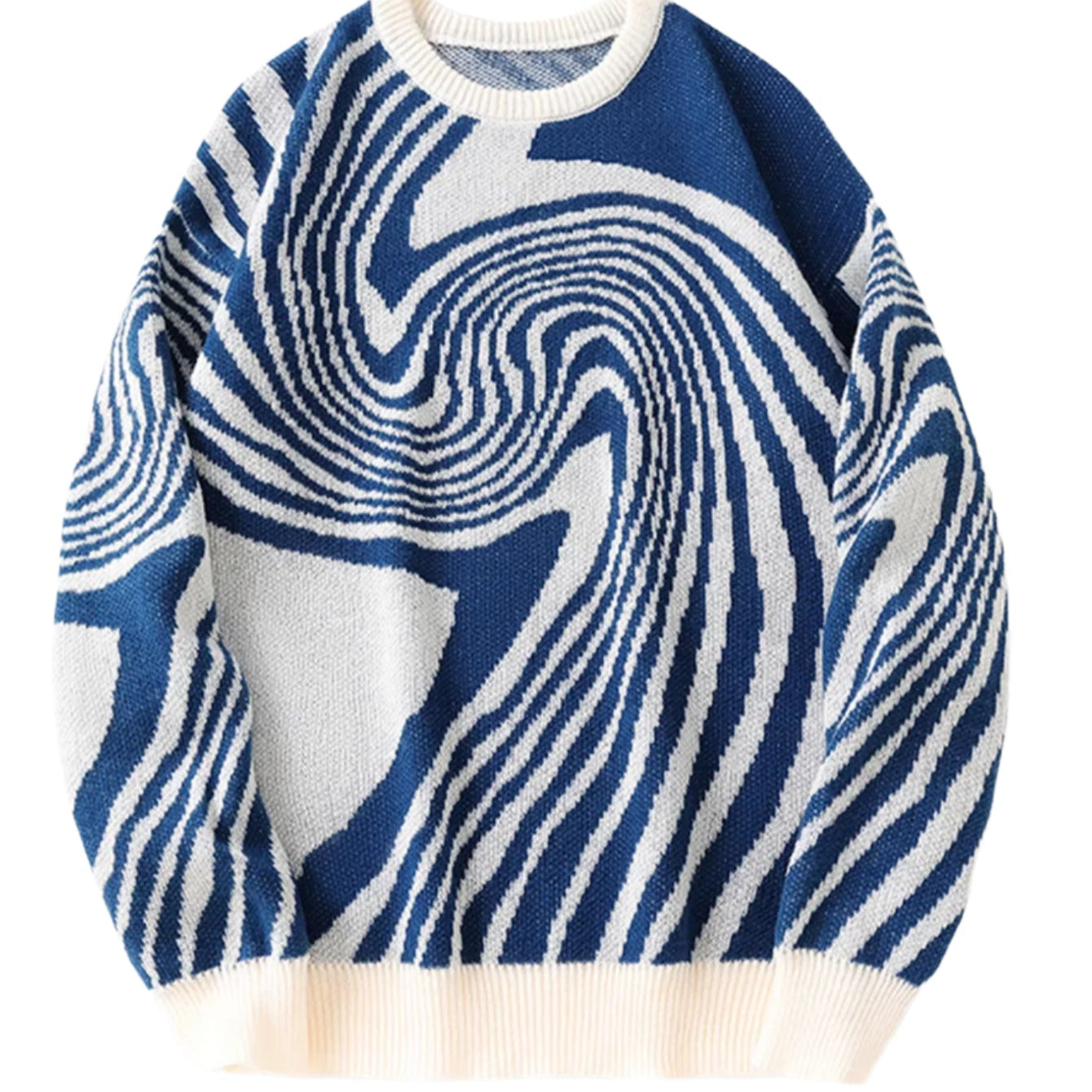 New Popular Autumn and Winter Maze Jacquard Pattern Pullover Sweater Casual round Neck Contrast Color Knitted Men'S Pullover