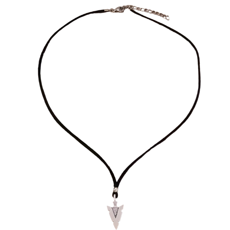 Retro Black Punk Triangle Arrow Pendant with Rope Necklace Accessories for Men N0472