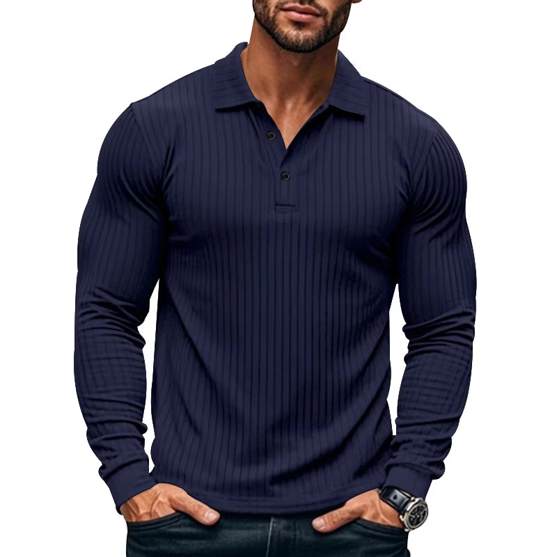 Men'S Long Sleeve T-Shirt Fashion Men'S Designer Clothing Spring and Autumn Thin Stretch Slim Lapel Men'S Shirts Men'S Clothing