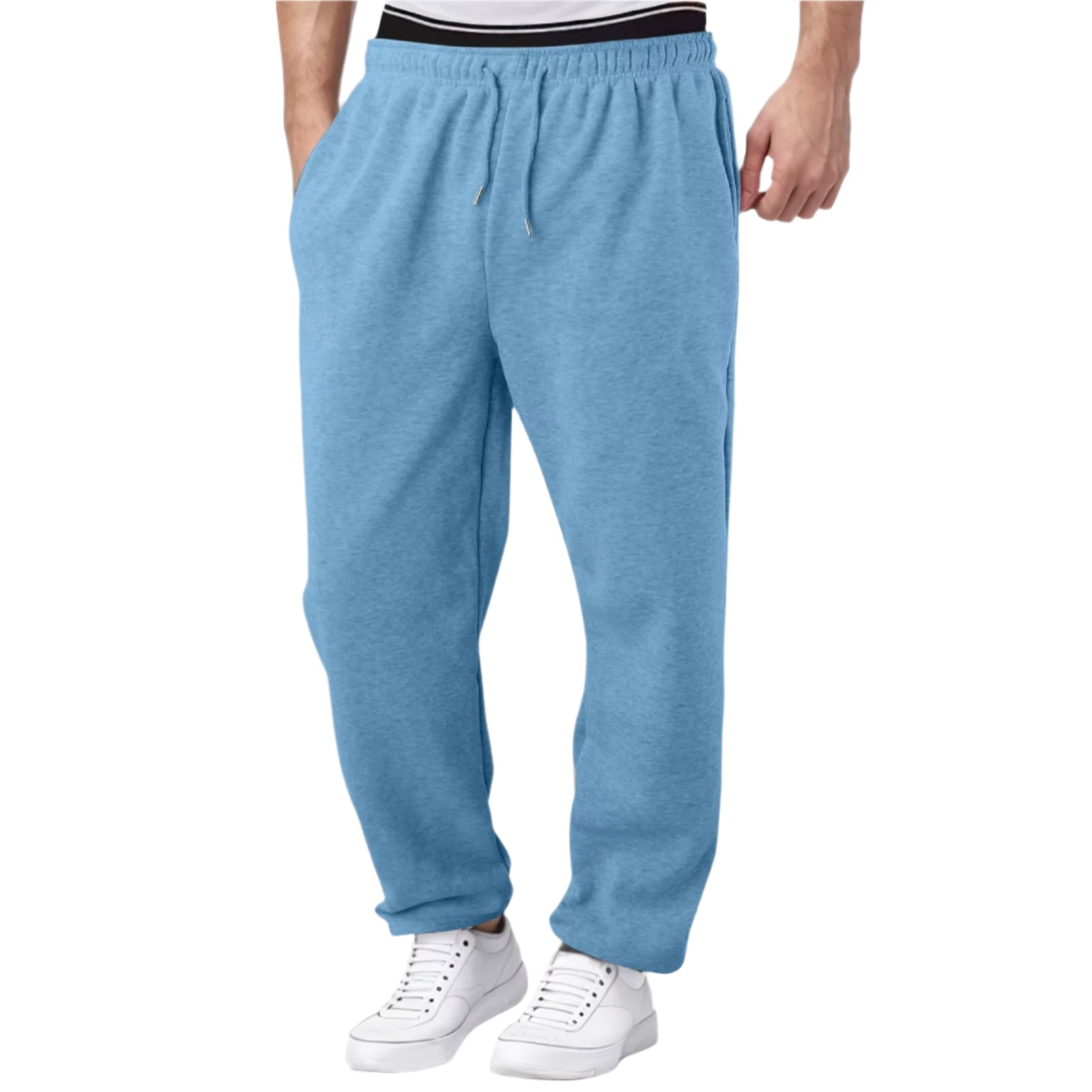 Mens Fleece Lined Sweatpants Wide Straight Leg Pants Bottom Sweatpants Joggers Pants Loose Fit Sweatpants High Waisted Yoga Pant
