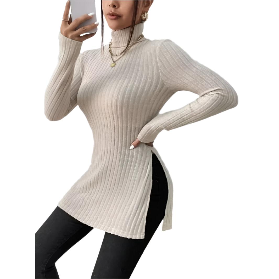 Women'S Autumn and Winter High Neck Pullover Bottom Shirt