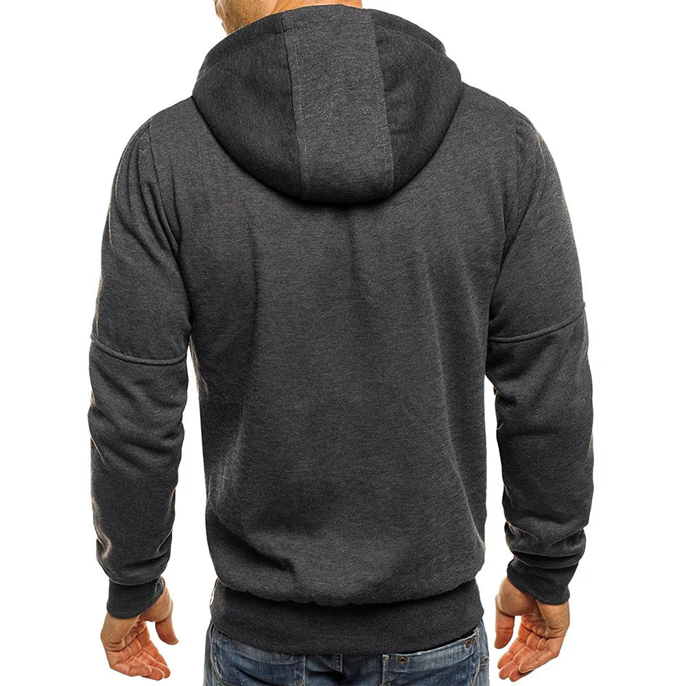 Men'S Hoodies Long Sleeve Sweatshirt Zipper Design Hooded Sweatshirt for Men Clothing Sportswear Slim Fit Casual Jacket