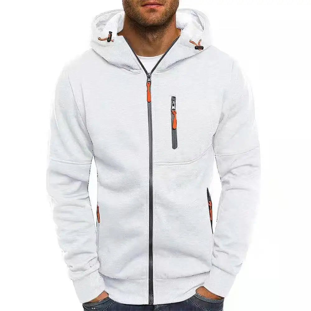 Men'S Hoodies Long Sleeve Sweatshirt Zipper Design Hooded Sweatshirt for Men Clothing Sportswear Slim Fit Casual Jacket