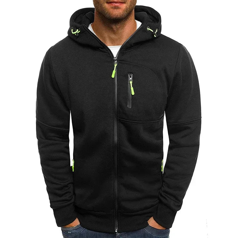 Men'S Hoodies Long Sleeve Sweatshirt Zipper Design Hooded Sweatshirt for Men Clothing Sportswear Slim Fit Casual Jacket