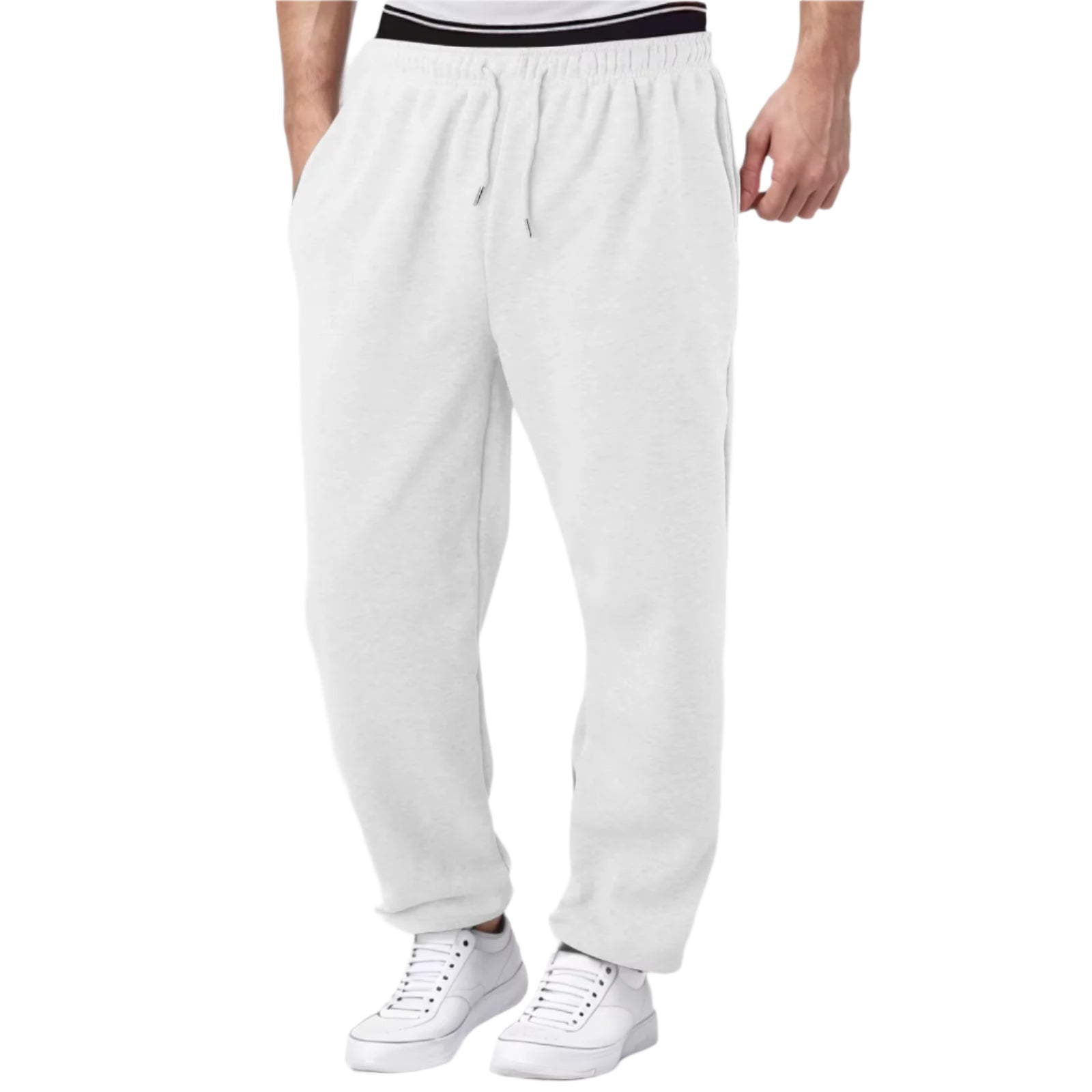 Mens Fleece Lined Sweatpants Wide Straight Leg Pants Bottom Sweatpants Joggers Pants Loose Fit Sweatpants High Waisted Yoga Pant