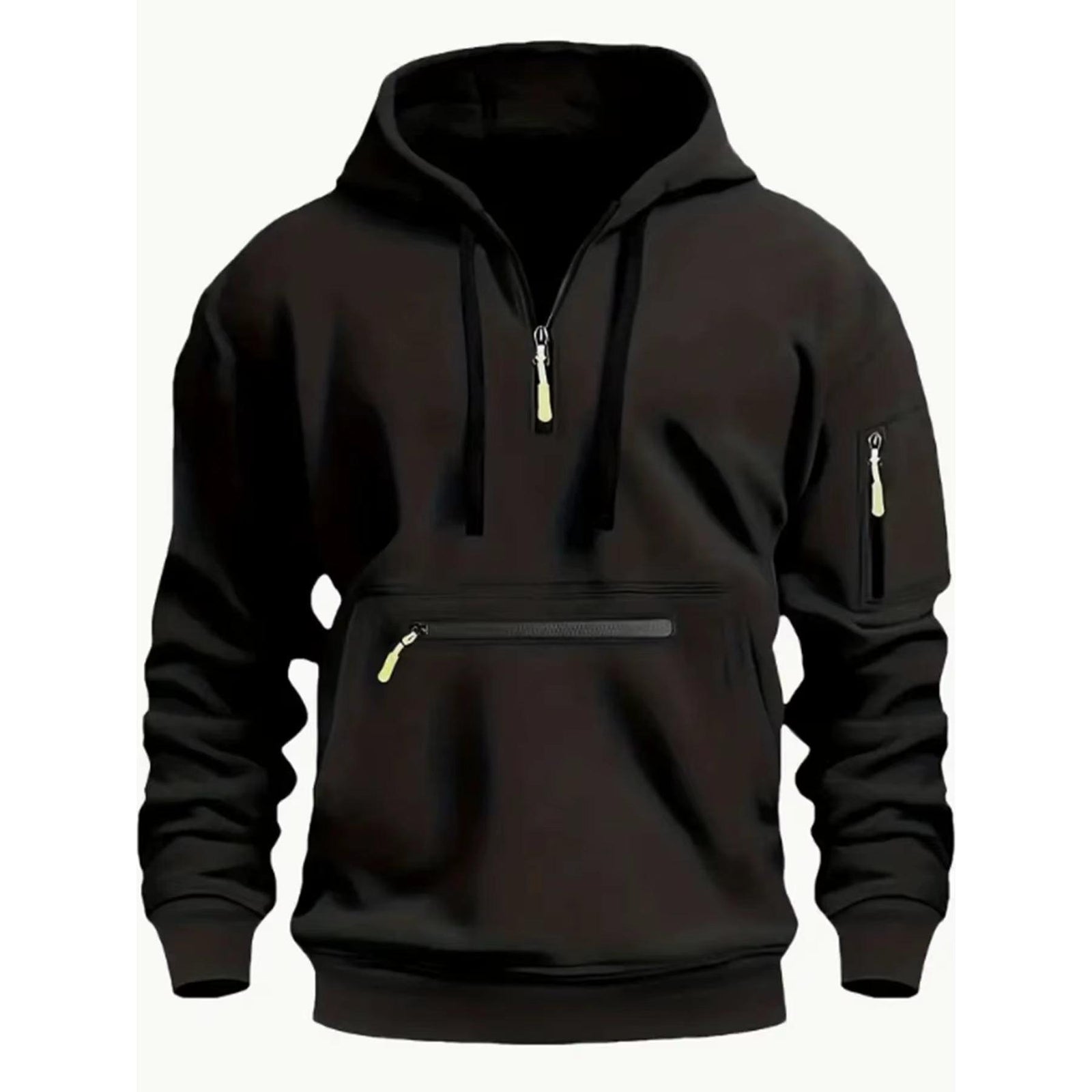 Cross-Border Autumn and Winter New Men'S Hoodie Hooded Arm Zipper Long Sleeve Pullover Trend Fashion Hoodie Top