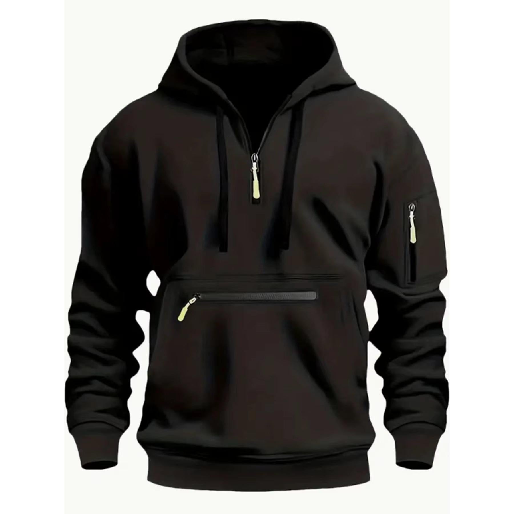 Cross-Border Autumn and Winter New Men'S Hoodie Hooded Arm Zipper Long Sleeve Pullover Trend Fashion Hoodie Top