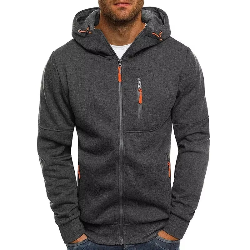 Men'S Hoodies Long Sleeve Sweatshirt Zipper Design Hooded Sweatshirt for Men Clothing Sportswear Slim Fit Casual Jacket