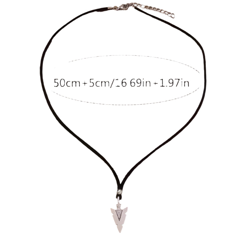 Retro Black Punk Triangle Arrow Pendant with Rope Necklace Accessories for Men N0472